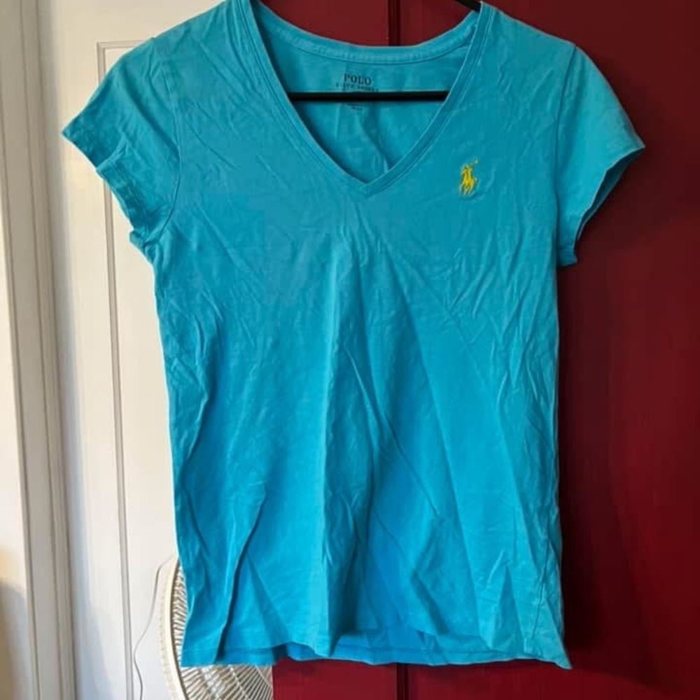 Polo by Ralph Lauren Blue Fitted Cap Sleeve Tee
